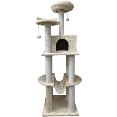 Wholesale cat scratcher tree with bed and toy Warm bed for cats