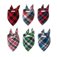 Wholesale Custom Pet Soft Cotton Triangular Plaid Reversible Dog Scarf Bandana