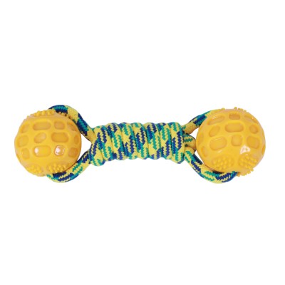 TPR Yellow Ball Cotton Green Rope Dog Chew Toy