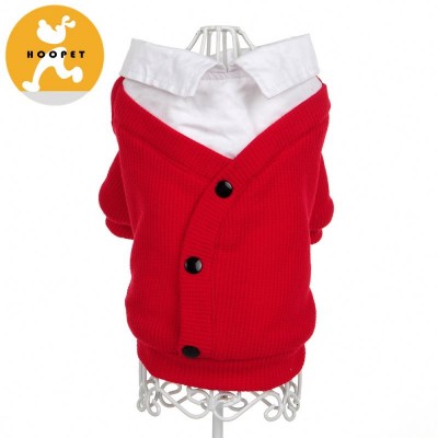 Red laid puppy shirts false two-piece dog sweater