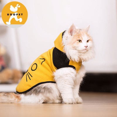 Design earth yellow and black hoodie with cat face pet clothes