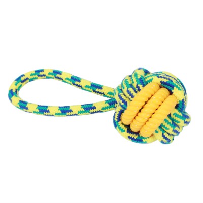 Hemp Yellow Green Rope TPR Dog Toy